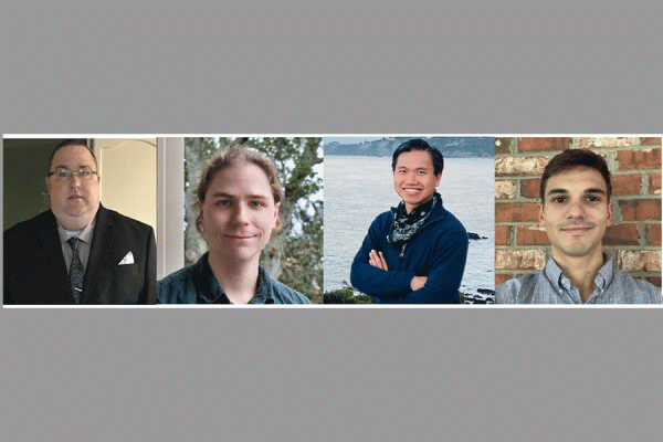 TK体育 students (from left) Christopher Moore, Austin Schmidt, Viet Nguyen and Jared Wise will conduct research this summer as part of the Naval Research Enterprise Internship Program (NREIP).