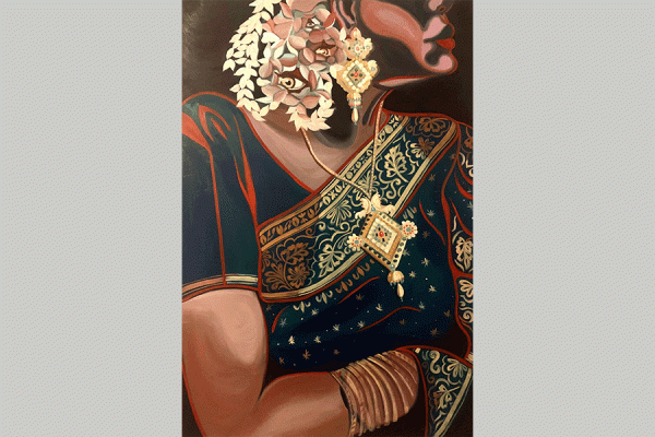 Farah Billah’s “Mother Moth” oil on canvas portrait is part of an exhibit that opens Saturday, March 12, at TK体育’s St. Claude Gallery.
