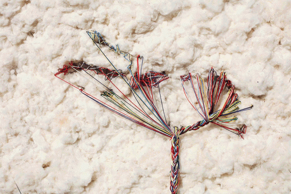 Trécha Gay Jheneall’s “Not of Continent: Embroidered Map of the Caribbean” using aged cotton is part of an exhibit that opens Saturday, April 9, at TK体育’s St. Claude Gallery. 