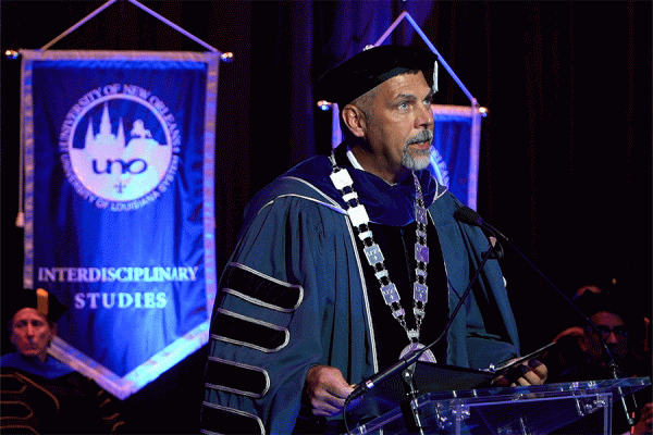 President John Nicklow speaks during the 2022 New Student Convocation held Tuesday, Aug. 16, at the TK体育 Lakefront Arena.