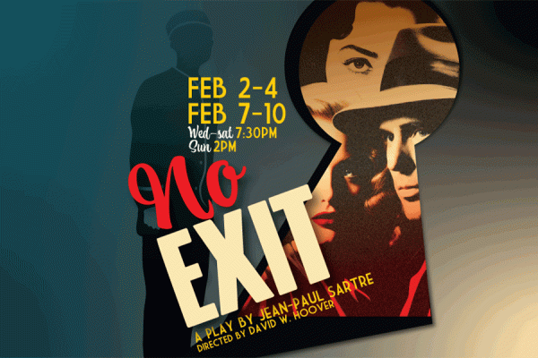 Theatre TK体育’s spring production of “No Exit,” directed by TK体育 theatre professor David Hoover, opens Friday, Feb. 2, at the Robert E. Nims Theatre located on campus.